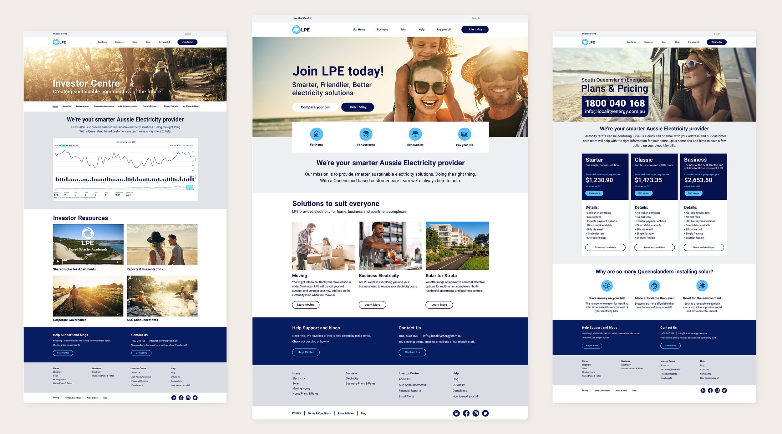 LPE brand identity website mockups